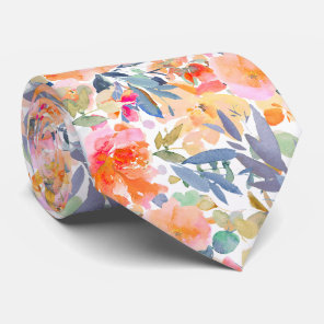 PixDezines H2 Summer Flowers Bright Hues Neck Tie