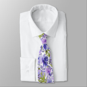 PixDezines H2 Summer Flowers Lilac Lavender Neck Tie