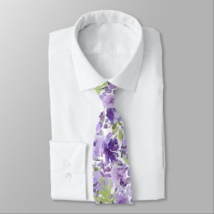PixDezines H2 Summer Flowers Lilac Lavender Neck Tie