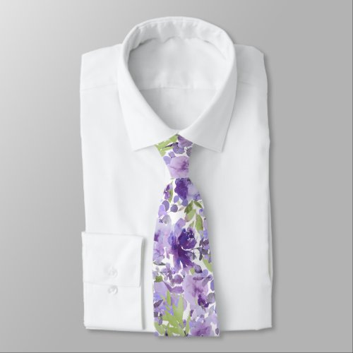 PixDezines H2 Summer Flowers Lilac Lavender Neck Tie