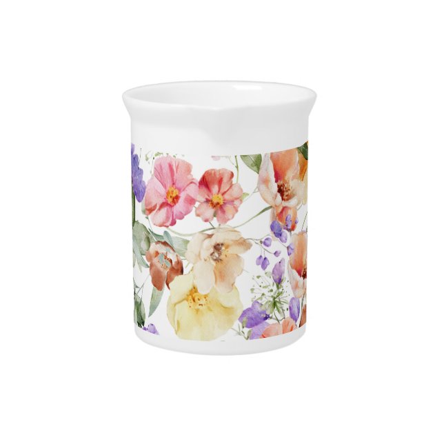 PixDezines H2 Summer Garden Flowers DIY color Beverage Pitcher (Front)