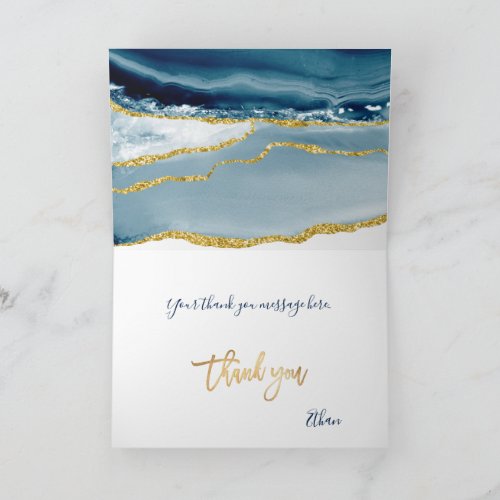 PixDezines H2 Teal Agate Mitzvah  Thank You Card