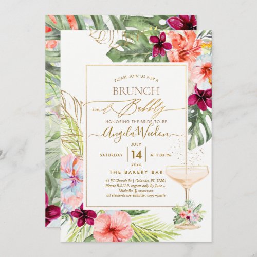 PixDezines H2 Tropical Paradise Brunch Bubbly Invitation