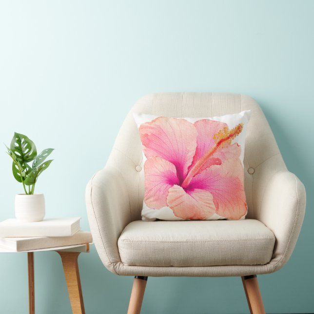 PixDezines H2Tropical Flowers Hibiscus Throw Pillow (Chair)