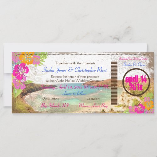 PixDezines hanauma bay/vintage boarding pass Personalized Invite