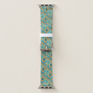 PixDezines Handdrawn H2 Peacock/Cobalt/Aqua Blue Apple Watch Band
