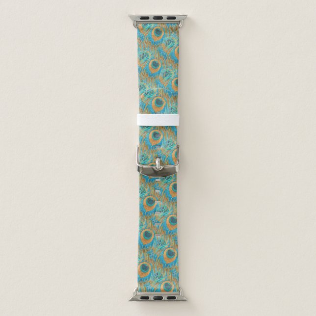 PixDezines Handdrawn H2 Peacock/Cobalt/Aqua Blue Apple Watch Band (Band)