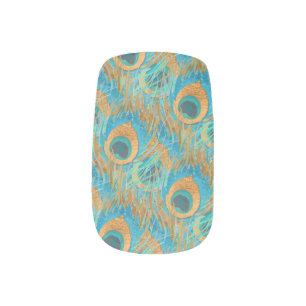 PixDezines Handdrawn H2 Peacock/Cobalt/Aqua Blue Minx Nail Art
