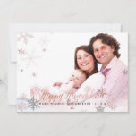 PixDezines Hanukkah/Rose Gold Snowflakes Holiday Card
