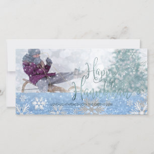 PixDezines Happy Hanukkah Snow Bokeh Holiday Card