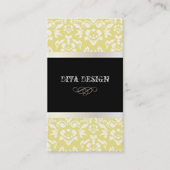 PixDezines Haute Coutour Damask, Faux Pearl Business Card (Front)