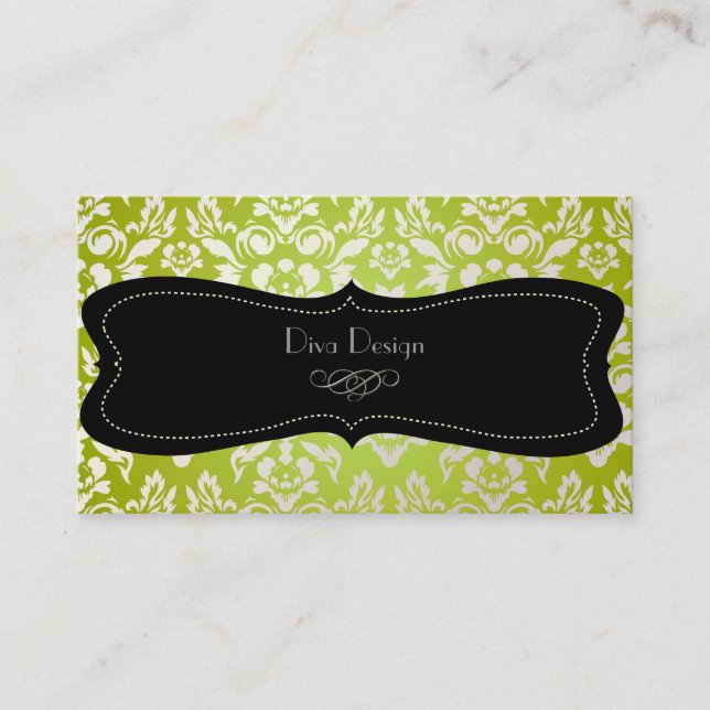 PixDezines Haute Coutour Damask, Faux Pearl Business Card (Front)
