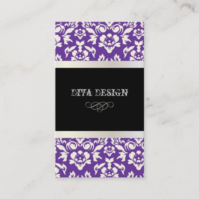 PixDezines Haute Coutour Damask, Faux Pearl Business Card (Front)