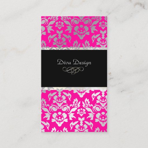 Customizable PixDezines Haute Coutour Damask, Faux Silver Business Card
