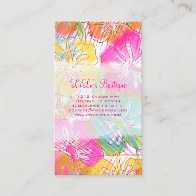 PixDezines Hawaii Hibiscus watercolor affect Business Card (Front)