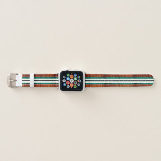 PIXDEZINES HAWAII, KOA WOOD SURFBOARD, TEAL APPLE WATCH BAND