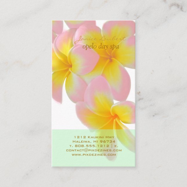 PixDezines Hawaii Pink Plumeria/DIY color Business Card (Front)