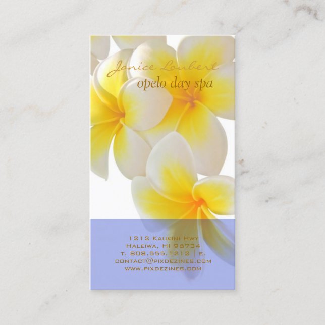 PixDezines Hawaii Plumeria Business Card (Front)