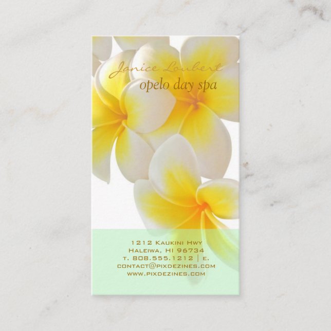 PixDezines Hawaii Plumeria/DIY fonts+color Business Card (Front)