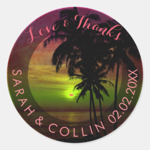PixDezines hawaii sunset Classic Round Sticker