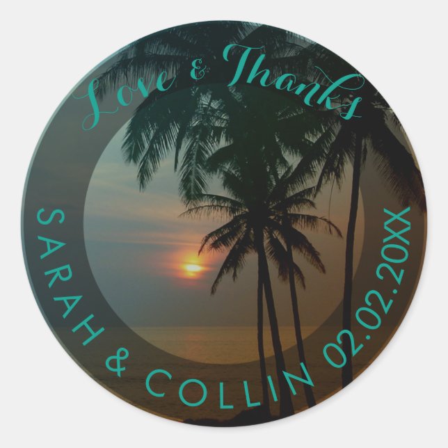 PixDezines hawaii sunset Classic Round Sticker (Front)
