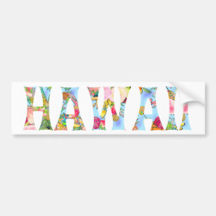 PixDezines Hawaii Tiki Typography Bumper Sticker