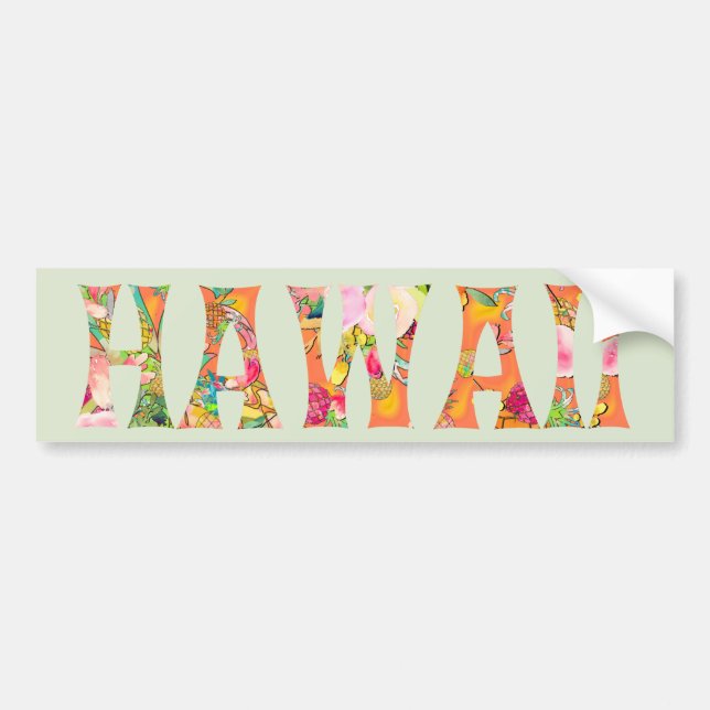 PixDezines Hawaii Tiki Typography Bumper Sticker (Front)