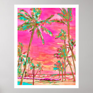 PixDezines Hawaiian Beach/Pink/Teal Poster