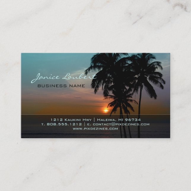 PixDezines Hawaiian Beach Sunset Business Card (Front)