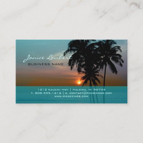 PixDezines Hawaiian Beach Sunset Business Card Template