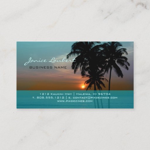 Customizable PixDezines Hawaiian Beach Sunset Business Card Template