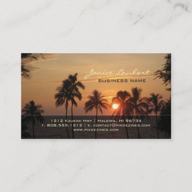 PixDezines Hawaiian Beach Sunset Business Card (Front)