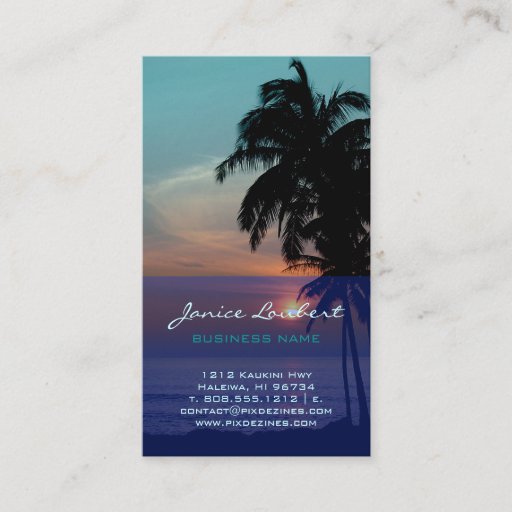 Customizable PixDezines Hawaiian Beach Sunset Business Cards