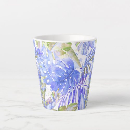 PixDezines Hawaiian Jungle Cornflower Blue Green Latte Mug