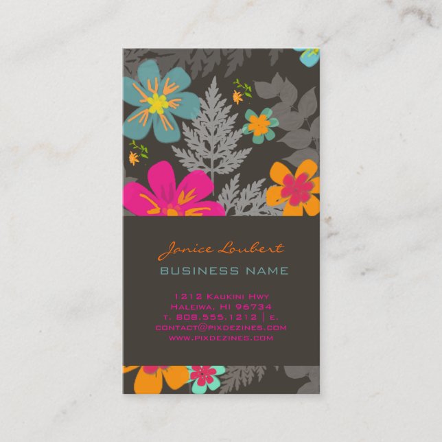 PixDezines Hawaiian Jungle/Custom Background color Business Card (Front)