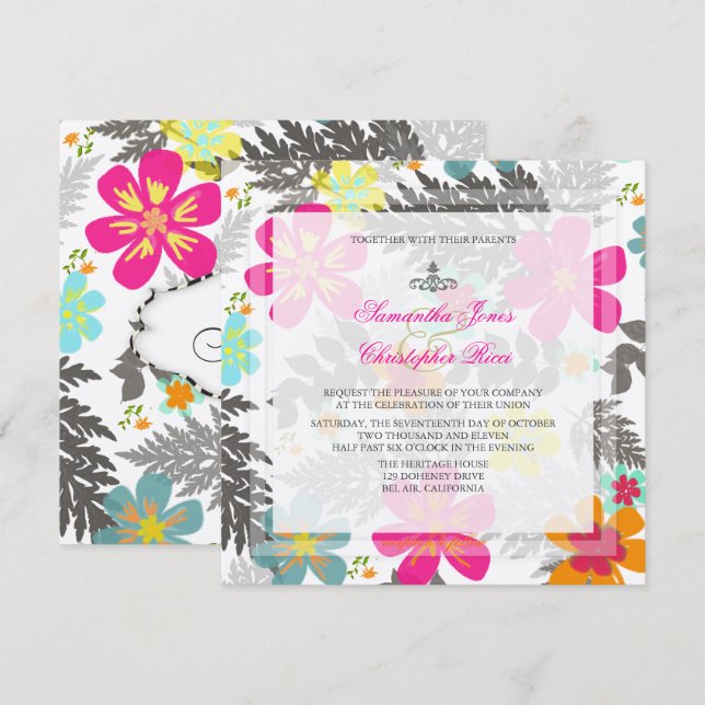 PixDezines HAWAIIAN JUNGLE/DIY BCKGRND/FELT ECRU Invitation (Front/Back)