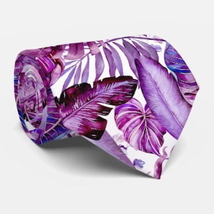 PixDezines Hawaiian Jungle Merlot Purple Foliage Neck Tie