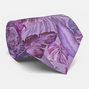 PixDezines Hawaiian Jungle Purple Shades Foliage Neck Tie