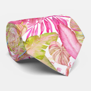 PixDezines Hawaiian Jungle Raspberry Lemongrass Neck Tie