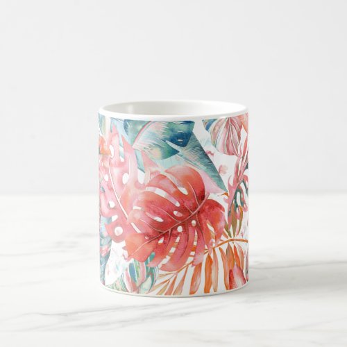 PixDezines Hawaiian Jungle Teal Rust Foliage Coffee Mug