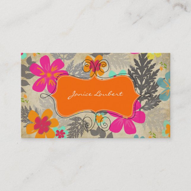 PixDezines Hawaiian Jungle/vintage background Business Card (Front)