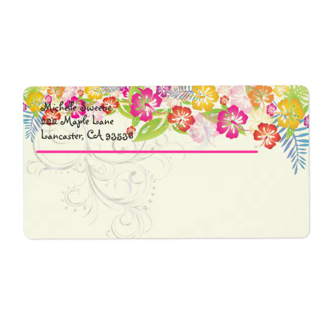 PixDezines Hawaiian Leis of Hibiscus/DIY color Label | Zazzle