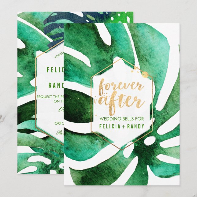 PixDezines Hawaiian Monstera/DIY Background color Invitation (Front/Back)
