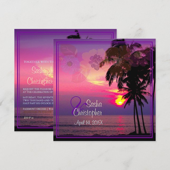 PixDezines Hawaiian Sunset Beach /Luau Invitation (Front/Back)