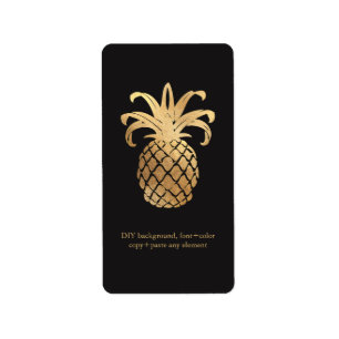 PixDezines HawaiianPineapple Faux Gold Wine Labels