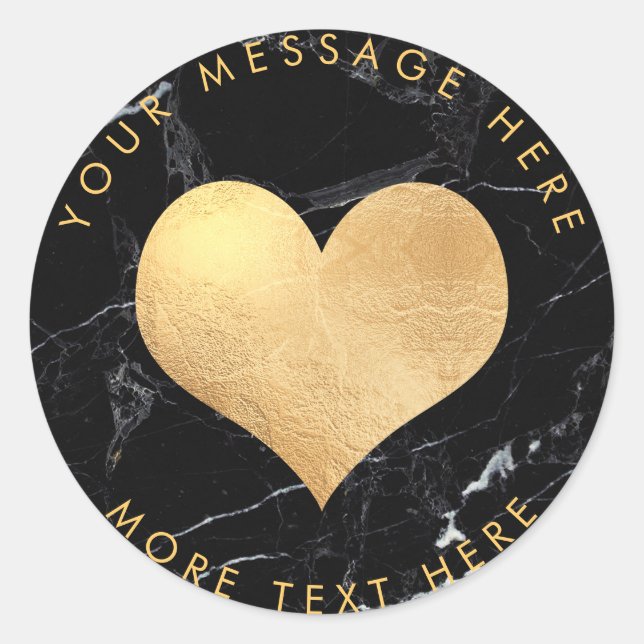 PixDezines HEART FAUX GOLD+MARBLE Classic Round Sticker (Front)