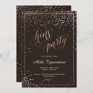 PixDezines Hens Party Faux Rose Gold Confetti Invitation