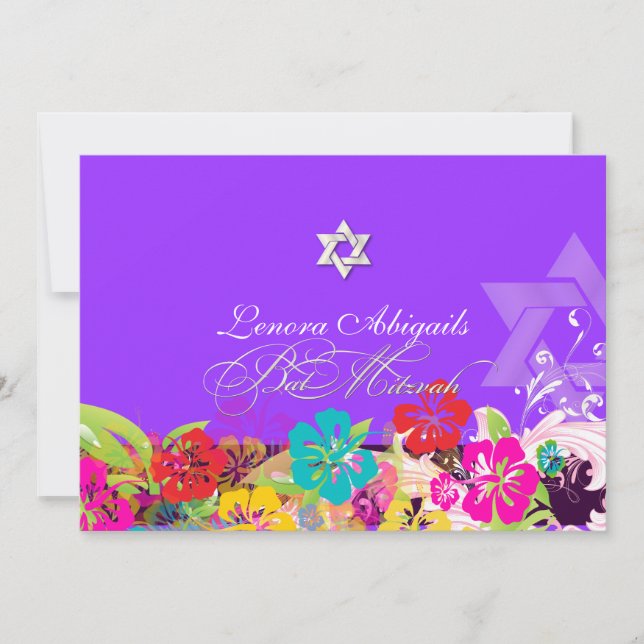 PixDezines hibiscus/Bat Mitzvah/diy colors Invitation (Front)