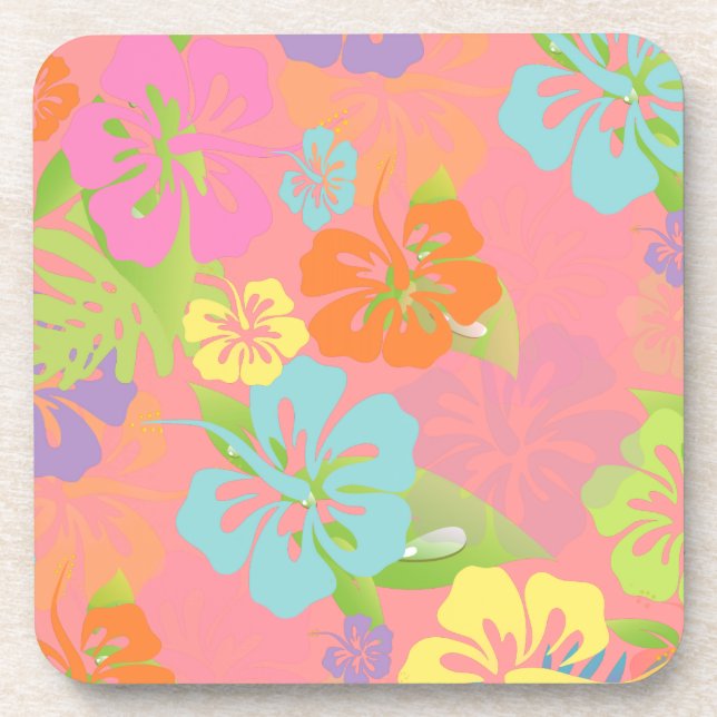 PixDezines hibiscus/diy background Beverage Coaster (Front)