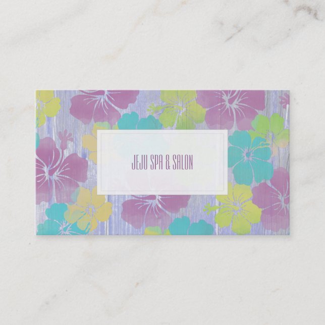 PixDezines hibiscus/DIY background color Business Card (Front)